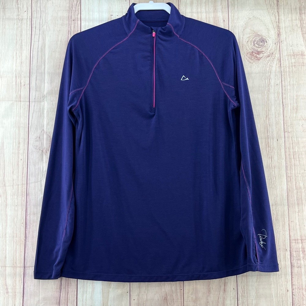 Paradox‎ Womens L Purple Merino Blend Q-Zip Long Sleeve Pullover Top Dri Release